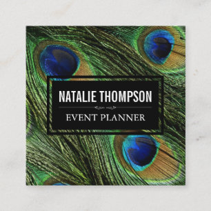 Tarjeta De Visita Cuadrada Peacock Feathers