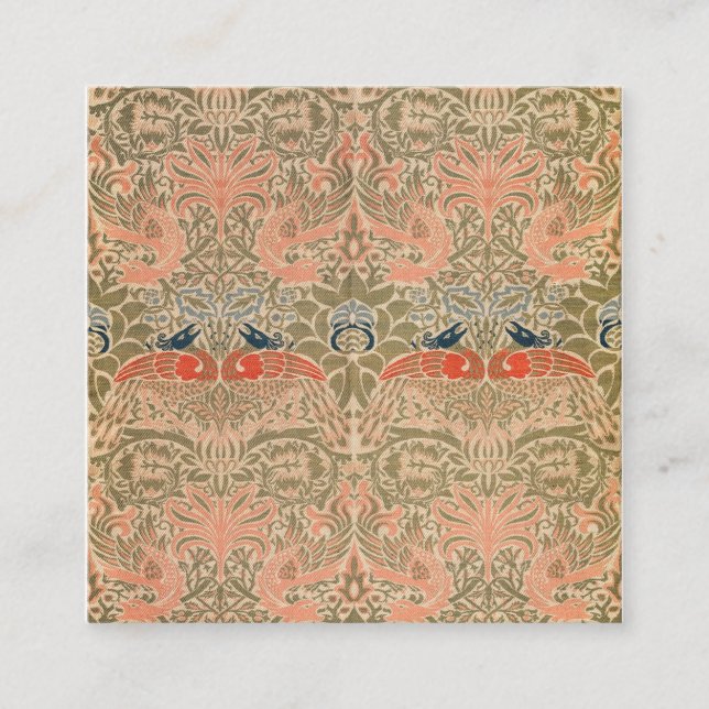 Tarjeta De Visita Cuadrada Peacock Y Dragón (1878) De William Morris (Anverso)
