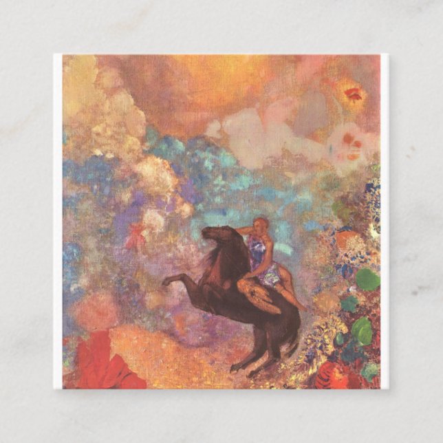 Tarjeta De Visita Cuadrada Pegasus Y La Musa De Odilon Redon (Anverso)