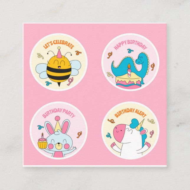 Tarjeta De Visita Cuadrada pegatinas escolares (Anverso)