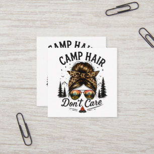 Tarjeta De Visita Cuadrada Pelo de campamento no importa Moño desordenado div
