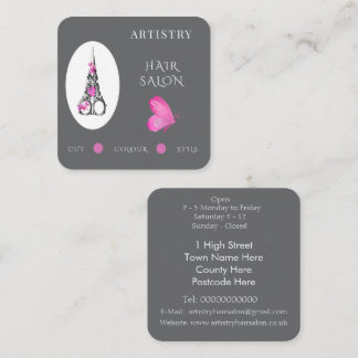 Tarjeta De Visita Cuadrada Peluquería Boutique, Logotipo de Tijeras