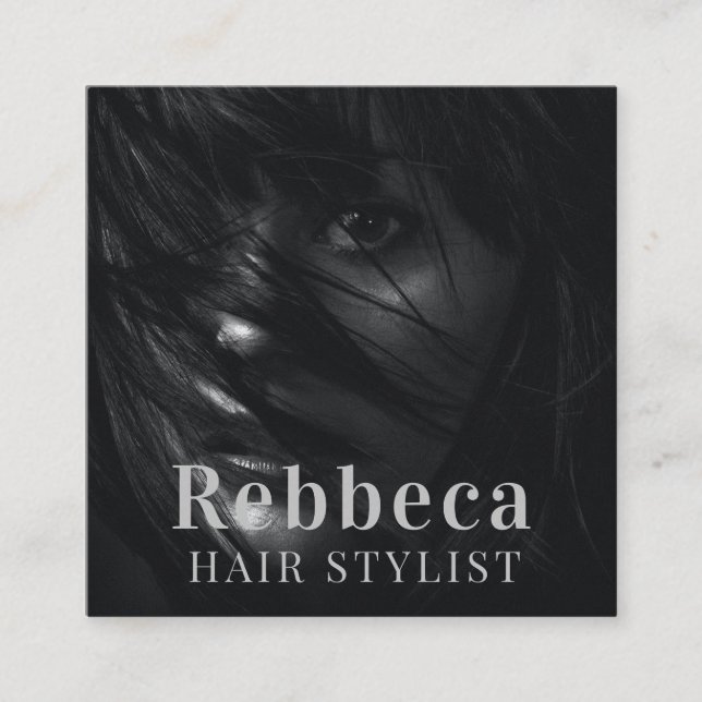 Tarjeta De Visita Cuadrada Peluquería de fotos personalizada Retro (Anverso)