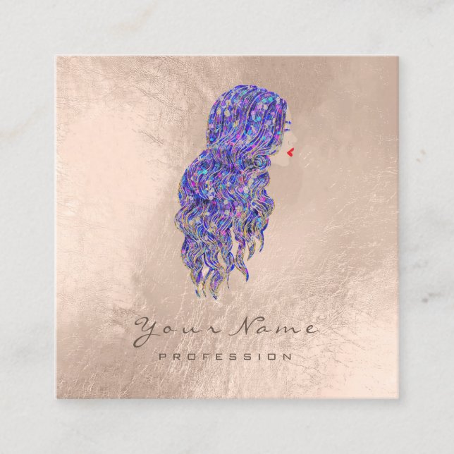 Tarjeta De Visita Cuadrada Peluquería de maquillaje golpea a la plaza de la s (Anverso)