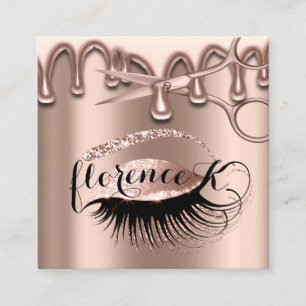 Tarjeta De Visita Cuadrada Peluquería de peluquería Brows Eyelashes Rosa Mo