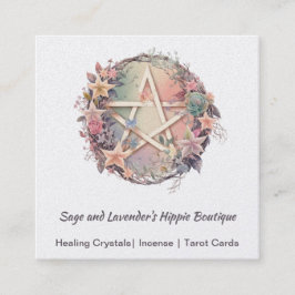 Tarjeta De Visita Cuadrada Pentagrama acuática y flores Square Business C