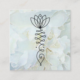 Tarjeta De Visita Cuadrada *~* Peony Heart Lotus Healer Massage Reiki Yoga