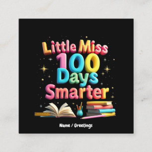 Tarjeta De Visita Cuadrada Pequeña Miss 100 días más inteligente celebra 100 