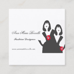 Tarjeta De Visita Cuadrada Pequeños modelos negros de moda de las mujeres del