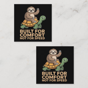 Tarjeta De Visita Cuadrada Perezoso Divertido Montando Tortuga