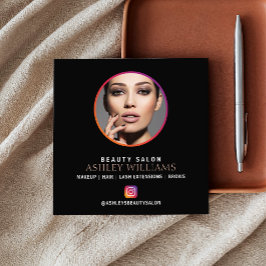 Tarjeta De Visita Cuadrada Perfil de Instagram Código QR simple en blanco y n