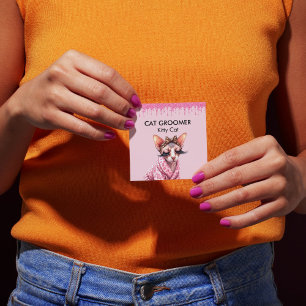 Tarjeta De Visita Cuadrada Perforación del Purpurina rosado del sitio del Gro