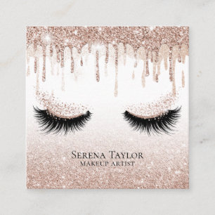 Tarjeta De Visita Cuadrada Perforaciones de oro azota a Chica de maquillaje d