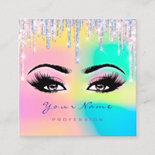 Tarjeta De Visita Cuadrada Perforaciones del Holograma del Eyeash Profesional