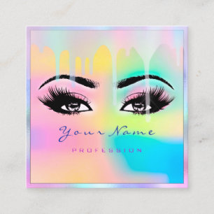 Tarjeta De Visita Cuadrada Perforaciones del Holograma Eyelash Profesional de