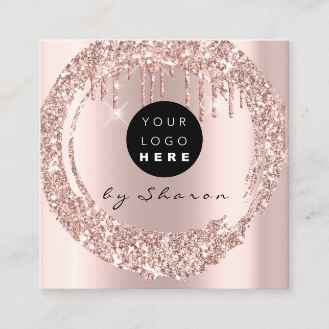 Tarjeta De Visita Cuadrada Perforaciones profesionales 6 punzones Rosa de log (Anverso)