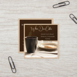 Tarjeta De Visita Cuadrada Periódico, Café de pan y peluche Café Barista Café