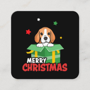 Tarjeta De Visita Cuadrada Perro Beagle Santa Amantes Navidad Xmas 