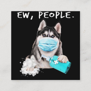 Tarjeta De Visita Cuadrada Perro de recién casados con mascarilla en la cara
