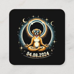 Tarjeta De Visita Cuadrada Perro del eclipse solar de 2024