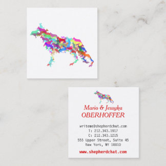 Tarjeta De Visita Cuadrada Perro pastor colorido