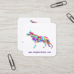 Tarjeta De Visita Cuadrada Perro pastor colorido
