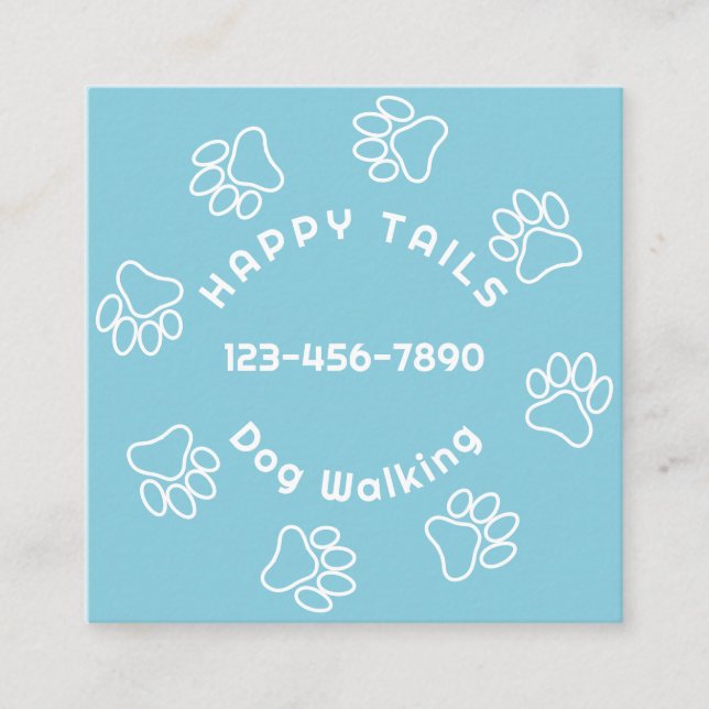 Tarjeta De Visita Cuadrada Perro Walker Paw Imprimir Circulo Verano cielo azu (Anverso)