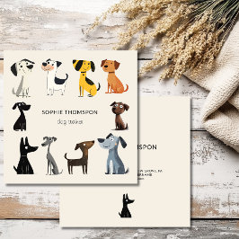 Tarjeta De Visita Cuadrada Perros de dibujos animados de entrenadores de perr