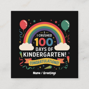 Tarjeta De Visita Cuadrada Personalicé 'Superé 100 Días de Jardín de Infantes