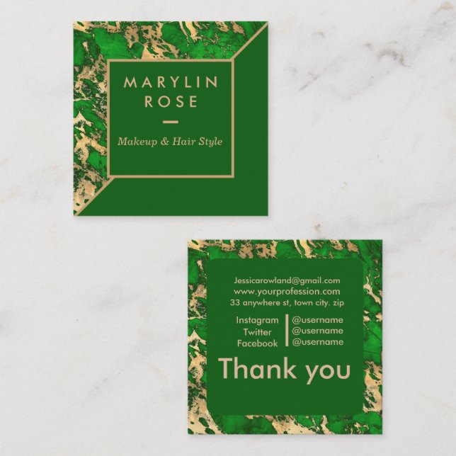 TARJETA DE VISITA CUADRADA PERSONALIZABLE DE MÁRMOL (Anverso / Reverso)