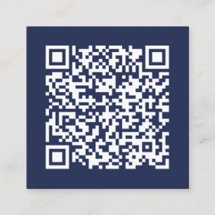 Tarjeta De Visita Cuadrada Personalizable Negocio Código QR Azul mínimo de la