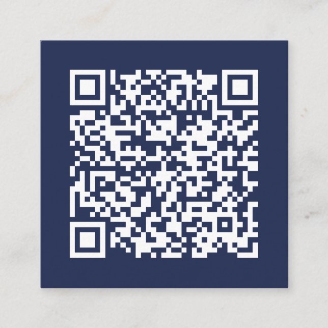 Tarjeta De Visita Cuadrada Personalizable Negocio Código QR Azul mínimo de la (Anverso)