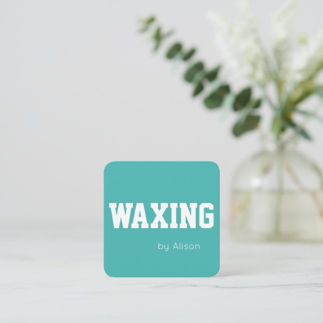 Tarjeta De Visita Cuadrada Personalizable Waxing verde azulado u otra profesi (Anverso de pie)