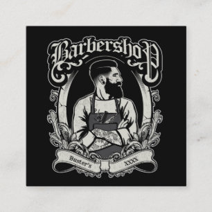 Tarjeta De Visita Cuadrada Personalización de la Plaza Hipster en blanco y n