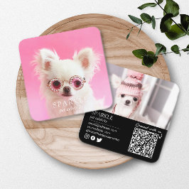 Tarjeta De Visita Cuadrada Personalizado 2 Mascota de fotografía en medios so