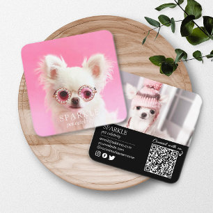 Tarjeta De Visita Cuadrada Personalizado 2 Mascota de fotografía en medios so