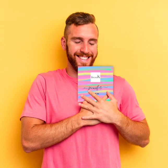 Tarjeta De Visita Cuadrada Personalizado abstracto amarillo manoseado QR LOGO (Handmande Yellow Pink Abstract Custom QR LOGO Square Business Card)