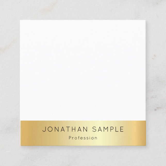 Tarjeta De Visita Cuadrada Personalizado Blanco Blanco Blanco Moderno Elegant (Anverso)