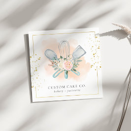 Tarjeta De Visita Cuadrada Personalizado Cakes Bakery Chef Tools Business Car