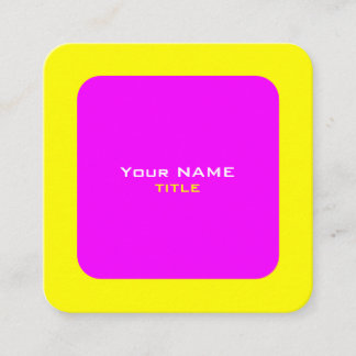 Tarjeta De Visita Cuadrada Personalizado Código QR Neon rosa y amarillo
