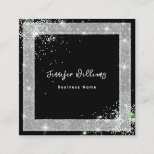 Tarjeta De Visita Cuadrada Personalizado Código QR Purpurina holográfico Moda