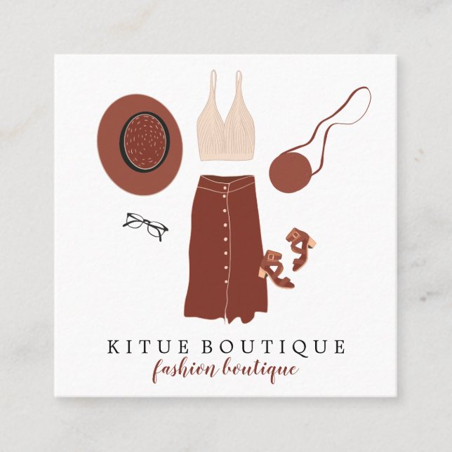 Tarjeta De Visita Cuadrada Personalizado de accesorios de ropa de moda y bout (Anverso)