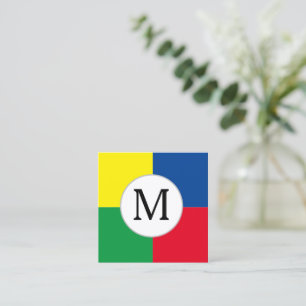 Tarjeta De Visita Cuadrada Personalizado de cuadrados coloridos Monograma ini
