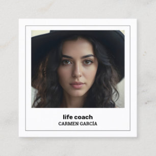 Tarjeta De Visita Cuadrada Personalizado de entrenador de vida Foto QR