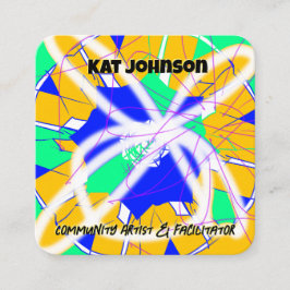 Tarjeta De Visita Cuadrada Personalizado de facilitador de arte de talleres d