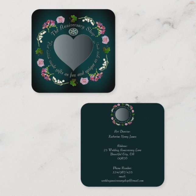 Tarjeta De Visita Cuadrada Personalizado de fotografía Bodas florales, plaza  (Anverso / Reverso)