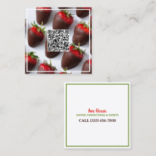 Tarjeta De Visita Cuadrada Personalizado de fresas de chocolate QR