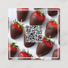 Tarjeta De Visita Cuadrada Personalizado de fresas de chocolate QR