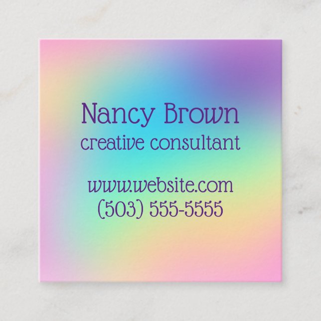 Tarjeta De Visita Cuadrada Personalizado de gradiente de arcoiris pastel (Anverso)