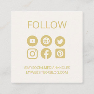TARJETA DE VISITA CUADRADA PERSONALIZADO DE MEDIOS SOCIALES ICONOS NEGOCIO AV